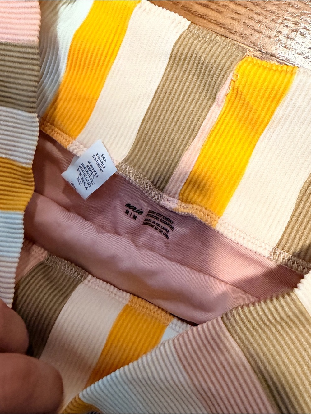 aerie Striped Triangle Bikini Set in Mustard, Pink, Blue, Cream, Olive - Picture 2 of 3